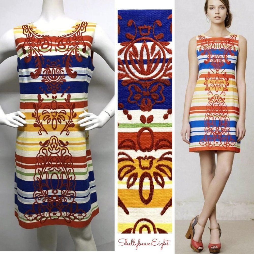 ANTHROPOLOGIE Tabitha BANDED TOTEM Dress 12 Runs Small Fits Like 10 Medium